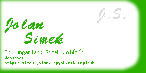 jolan simek business card